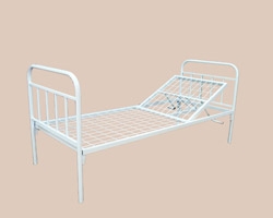 Кровать одноярусная медицинская  сетка 100*100, спинки металлические, с регулируемым подголовником